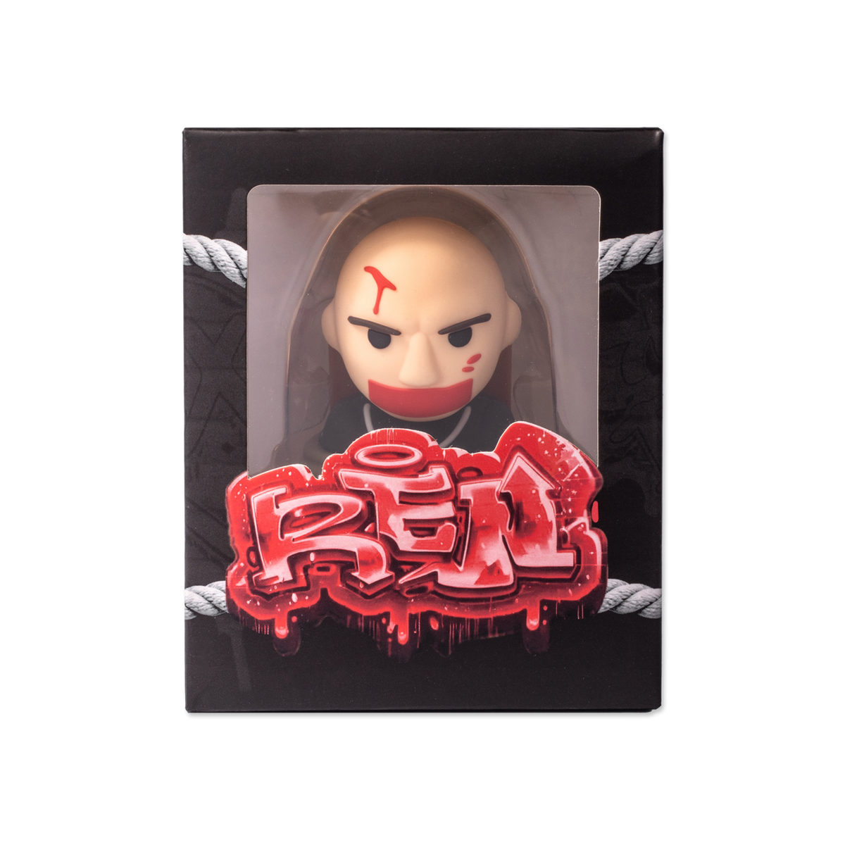 Limited first edition Ren Beatdown figurine showing a detailed action pose on a chair, crafted by Ren.