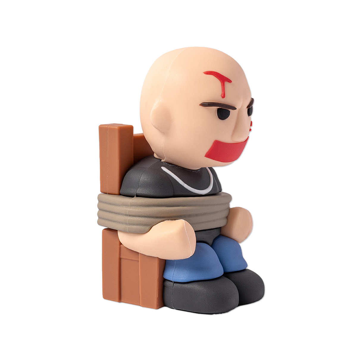 Limited first edition Ren Beatdown figurine sitting on a chair, detailed collectible figure from the Ren brand.