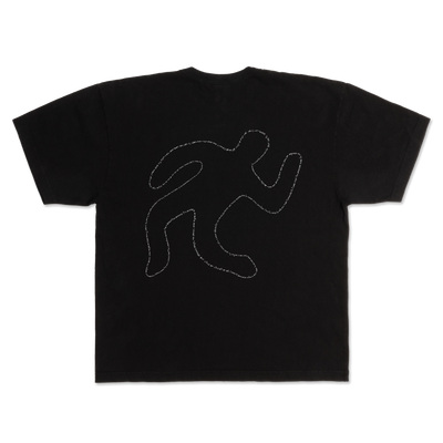 Back view of Ren Chalk Outline T-shirt featuring a chalk outline design on the back. Casual graphic tee by Ren.