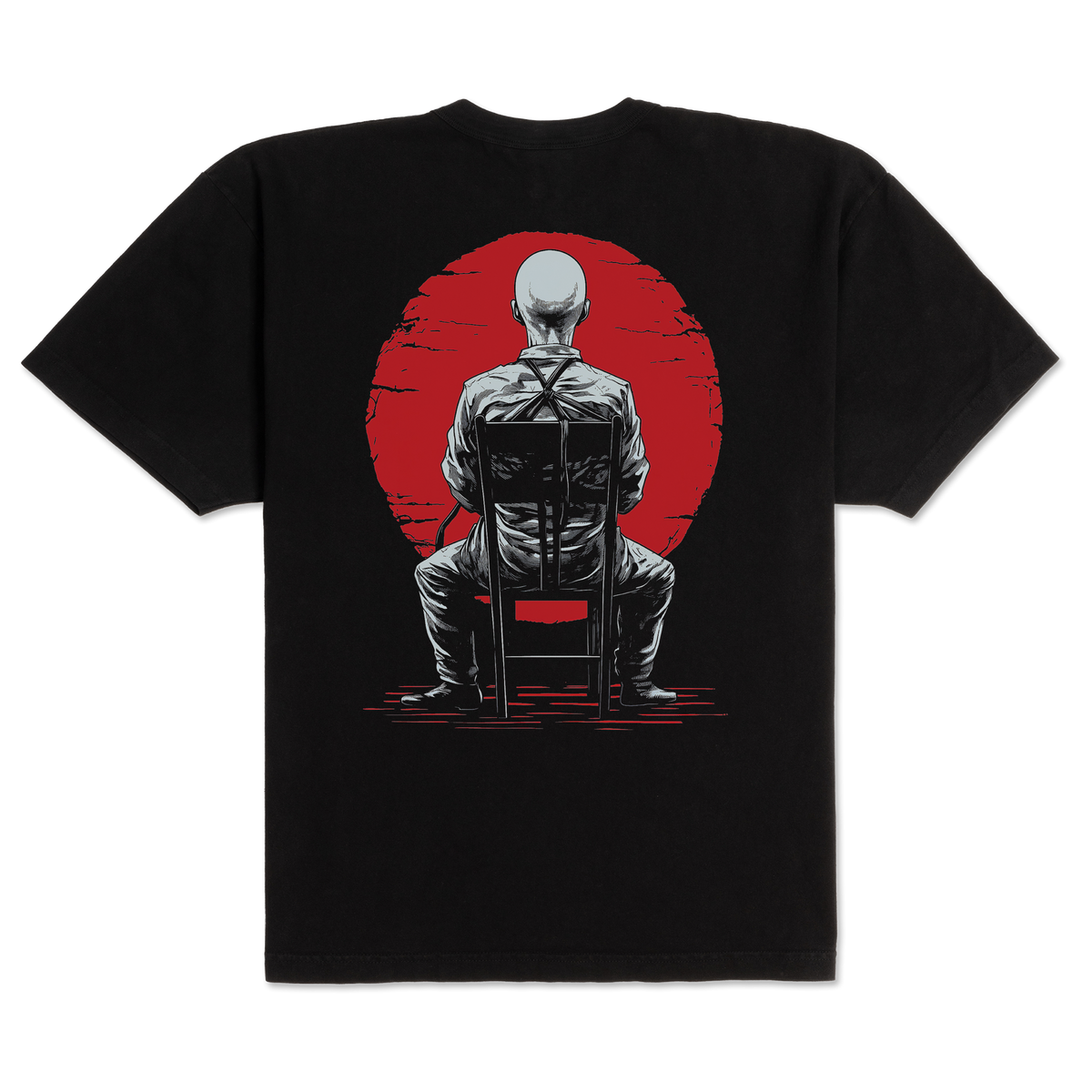 Back view of Ren's Music Sucks T-shirt, casual cotton tee with bold printed text, highlighting streetwear style and graphic design.