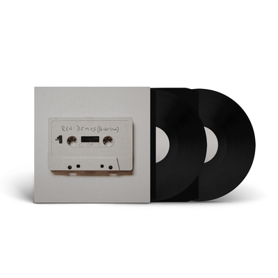 Double 12-inch vinyl LP of Demo's Vol. 1 & Vol. 2 by Ren featuring colorful album covers and vinyl records.