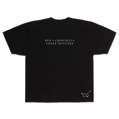 Ren x Chinchilla Chalk Outline T-shirt front view, casual fit with graphic design on the chest, made by Ren.