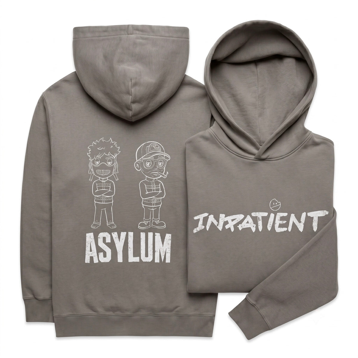 Ren Asylum Hoodie, a casual black hoodie with front pocket and adjustable drawstrings, shown on a hanger.