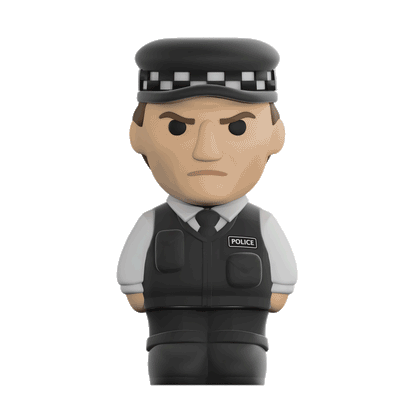 Ren Policeman Richard figurine, detailed plastic figure of a police officer in uniform, showcasing realistic features.