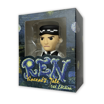 Ren Policeman Richard figurine, detailed collectible sculpture of a police officer in uniform standing with hand on belt.