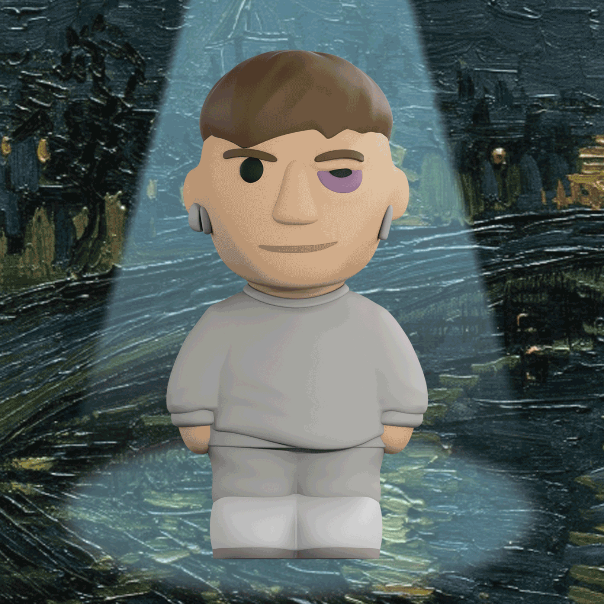 Ren Prison Vincent figurine, detailed ceramic sculpture depicting a character in prison attire, with a somber expression.
