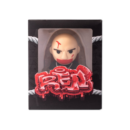 Limited first edition Ren Beatdown figurine showing a detailed action pose on a chair, crafted by Ren.