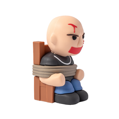 Limited first edition Ren Beatdown figurine sitting on a chair, detailed collectible figure from the Ren brand.
