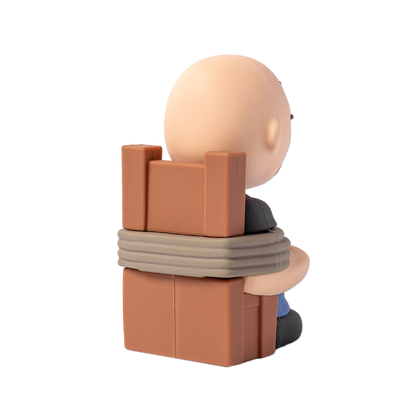 Limited first edition Ren Beatdown figurine sitting on a chair, detailed collectible figure from the Ren brand.