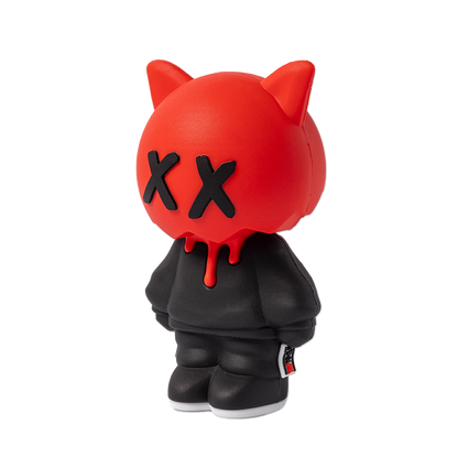 Red Sick Boi figurine by Ren, detailed collectible art figure with expressive design and vibrant color, shown from an angled side view.