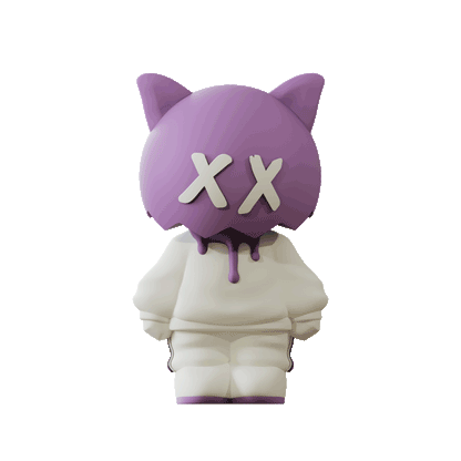 Purple Sick Boi II figurine by Ren, first edition, showcasing a detailed, stylized character with vibrant purple coloring.