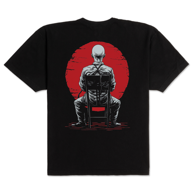 Back view of Ren's Music Sucks T-shirt, featuring bold graphic design on the black casual T-shirt.