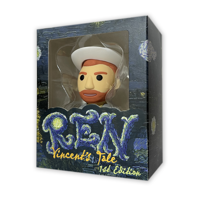 Colorful Van Go figurine by Ren depicting a vibrant, artistic figure inspired by Vincent van Gogh's style.