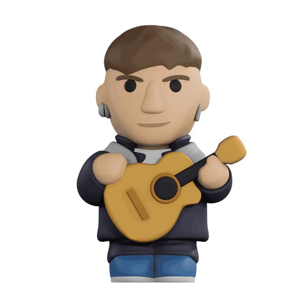 Vincent figurine by RenMakesMusic, detailed ceramic sculpture of a character with vibrant colors and intricate design.