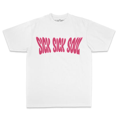 White Ren Sick Sick Soul T-shirt front view, casual men's tee with graphic design on a plain white background